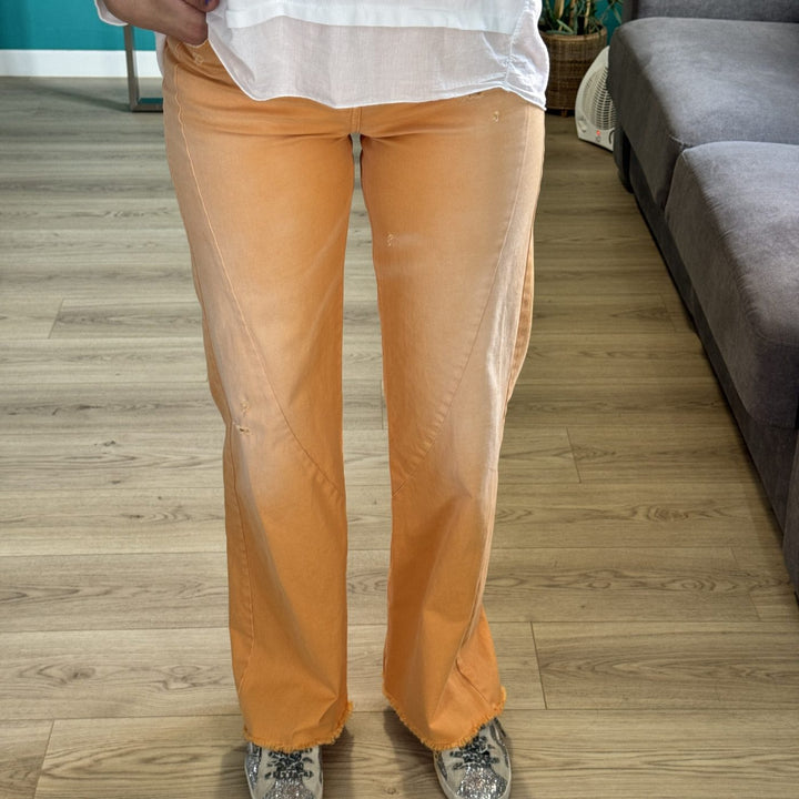 Jean coupe droite CERISE orange