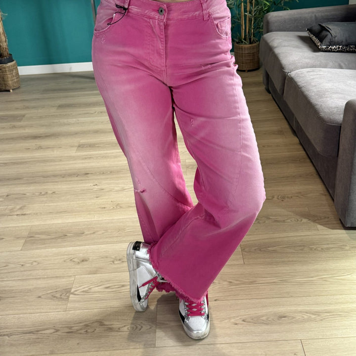 Jean coupe droite CERISE rose