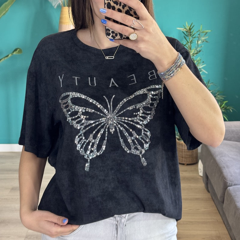 TEE SHIRT NOIR FEMME