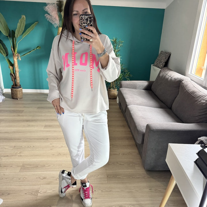 Sweat à capuche NOEMI beige