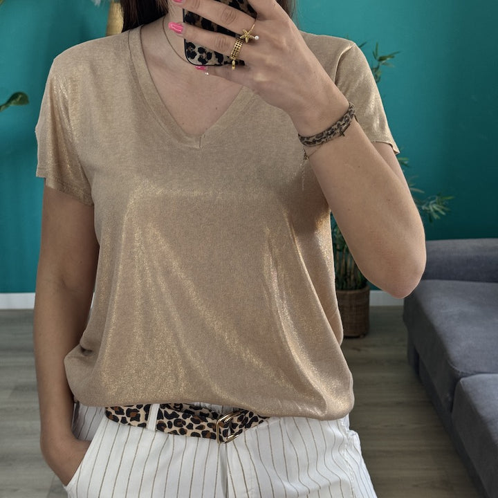 T-shirt Jo BEIGE FONCÉ IRISÉ