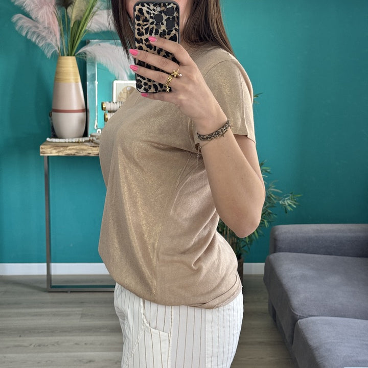 T-shirt Jo BEIGE FONCÉ IRISÉ