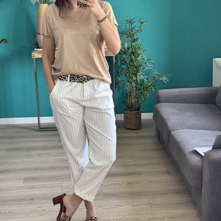 T-shirt Jo BEIGE FONCÉ IRISÉ