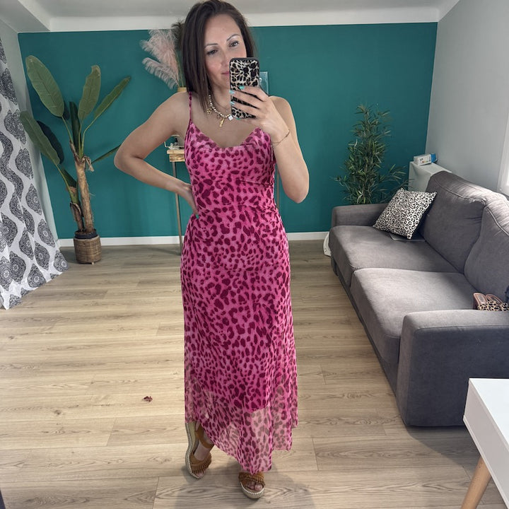 Robe longue léopard ROSE