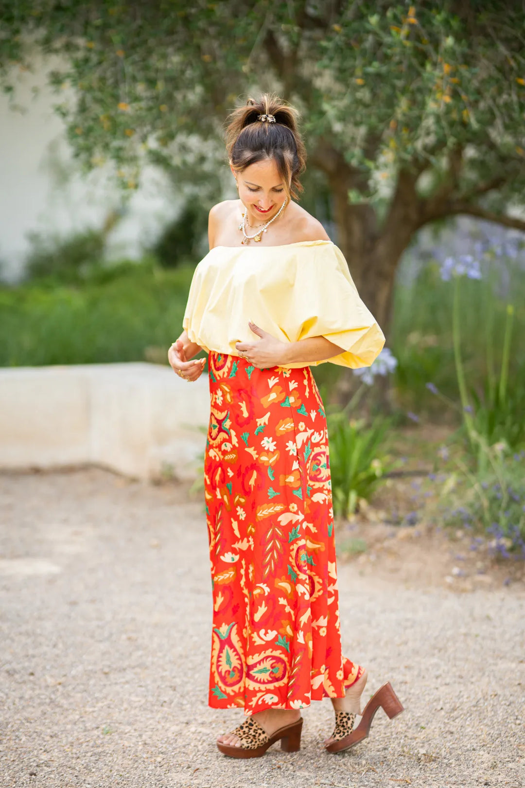 Ensemble Bohème Jaune & Rouge – 2 Pièces –