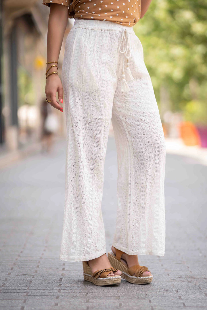 pantalon fluide dentelle
