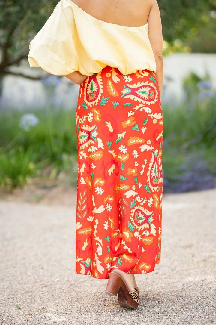 Ensemble Bohème Jaune & Rouge – 2 Pièces –