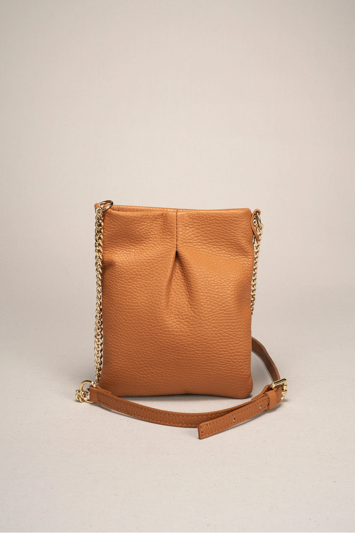 SAC A BANDOULIÈRE EN CUIR GRAINÉ CAMEL