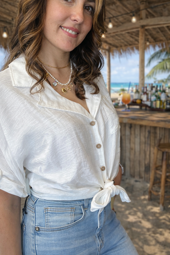 Chemise blanche fluide nouée