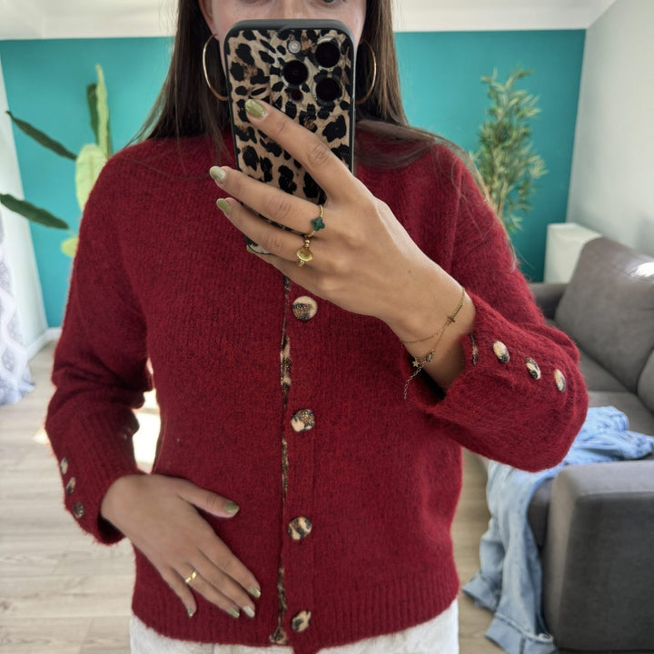 Gilet avec boutons léopard Canjuers BORDEAUX