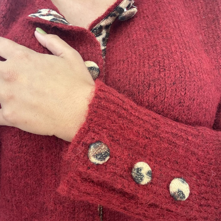 Gilet avec boutons léopard Canjuers BORDEAUX